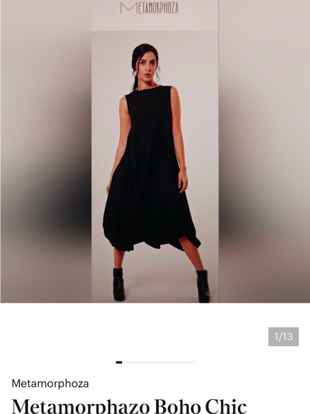 Metamorphoza Black Sleeveless Midi Dress